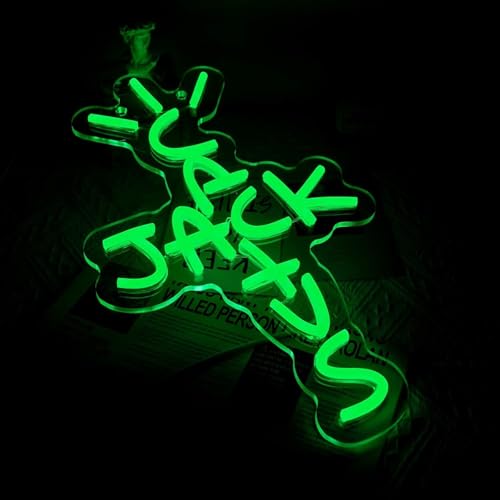 Image of Jack Cactus Neon Signs for Wall Decor Neon Wall Art Acrylic LED Lights with Hanging Chain Light Up Signs for Bedroom Decor Man Cave Bar Pub Wedding Party 5V USB Operated Dimmable