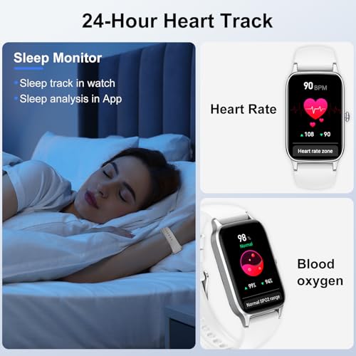 Image of Jugeman Smart Watch for Men Women, 1.57 inch Smartwatch (Answer /Make Call), 2026 New Fitness Tracker with 110+Sport Modes, Heart Rate /Sleep Monitor, IP68 Waterproof, Smartwatches for Android iOS White