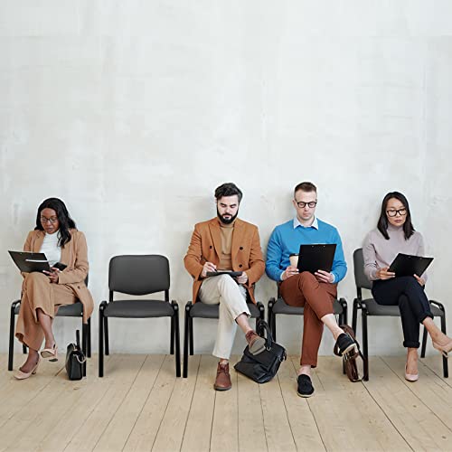 Image of VINGLI Grey Waiting Room Chairs - 10-Pack PU Stackable Chairs Set for Conference Rooms, Offices & Lobbies, Simple & Space-Saving