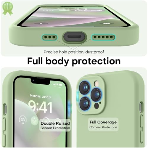 Image of LOVE 3000 Designed for iPhone 13 Pro Max Case, Premium Silicone with [Soft Anti-Scratch Microfiber Lining] Shockproof Protective Phone Case for Men Women Girls 6.7 inch, Matcha