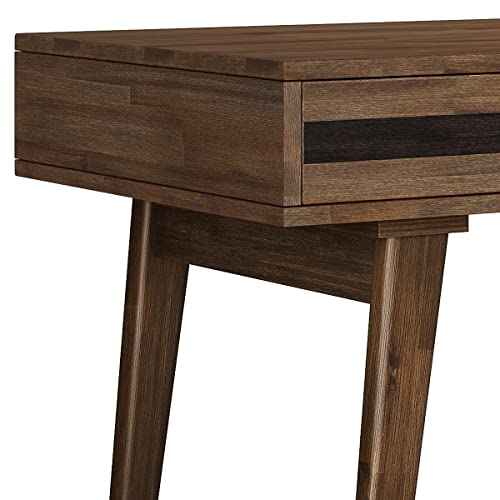 Image of SIMPLIHOME Clarkson SOLID ACACIA WOOD Contemporary 60 Inch Wide Desk in Rustic Natural Aged Brown, For the Office Desk, Writing Table, Workstation and Study Table