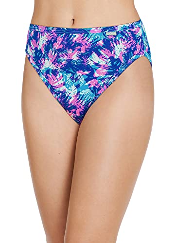 Image of Jockey Women's Underwear Elance French Cut - 3 Pack Underwear Women Pack, 100% Cotton, Softest Teal /Belvedere Violet Stripe /Tropical Burst, 5