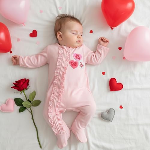 Image of Kuriozud Newborn Infant Unisex Baby Boy Girl Button Solid Romper Bodysuit One Piece Jumpsuit Outfits Clothes | Newborn Baby Girl Sleeper for Daily, Brithday, Halloween, Christmas, New Years, Valentines, St. Patrick's Day, Easter 0-9M