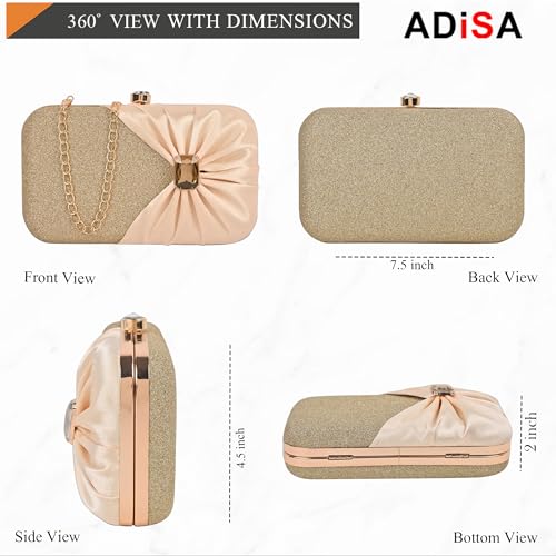 Image of ADISA Studded formal party clutch with gold chain for women and girls (CL107)