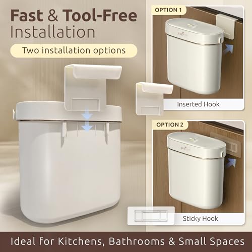 Caneca de basura rectangular blanca 9.4L COZYTO EcoToss miniatura 4