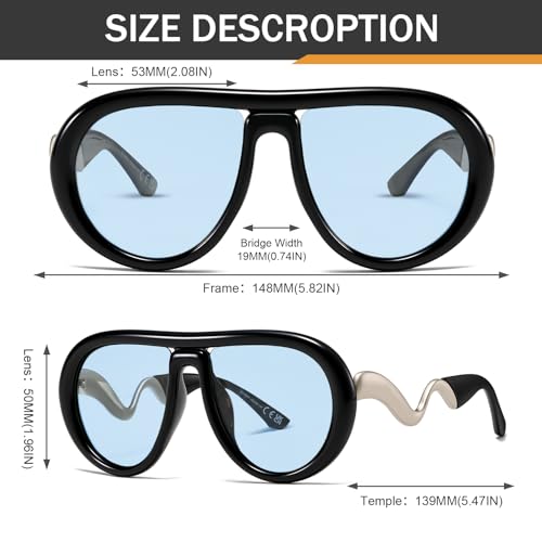 Oversized Polarized Pilot Sunglasses Men Women Oval Metal Designer Style Shades Eyeglasses2