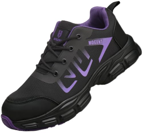 Image of Hogent Steel Toe Shoes for Men Lightweight Comfortable Non Slip Work Shoes Women Puncture Proof Safety Sneakers for Industrial Construction & Daily Life