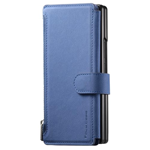 Coque Samsung Z Fold 7 portefeuille bleu idéal pour voyages et vidéos