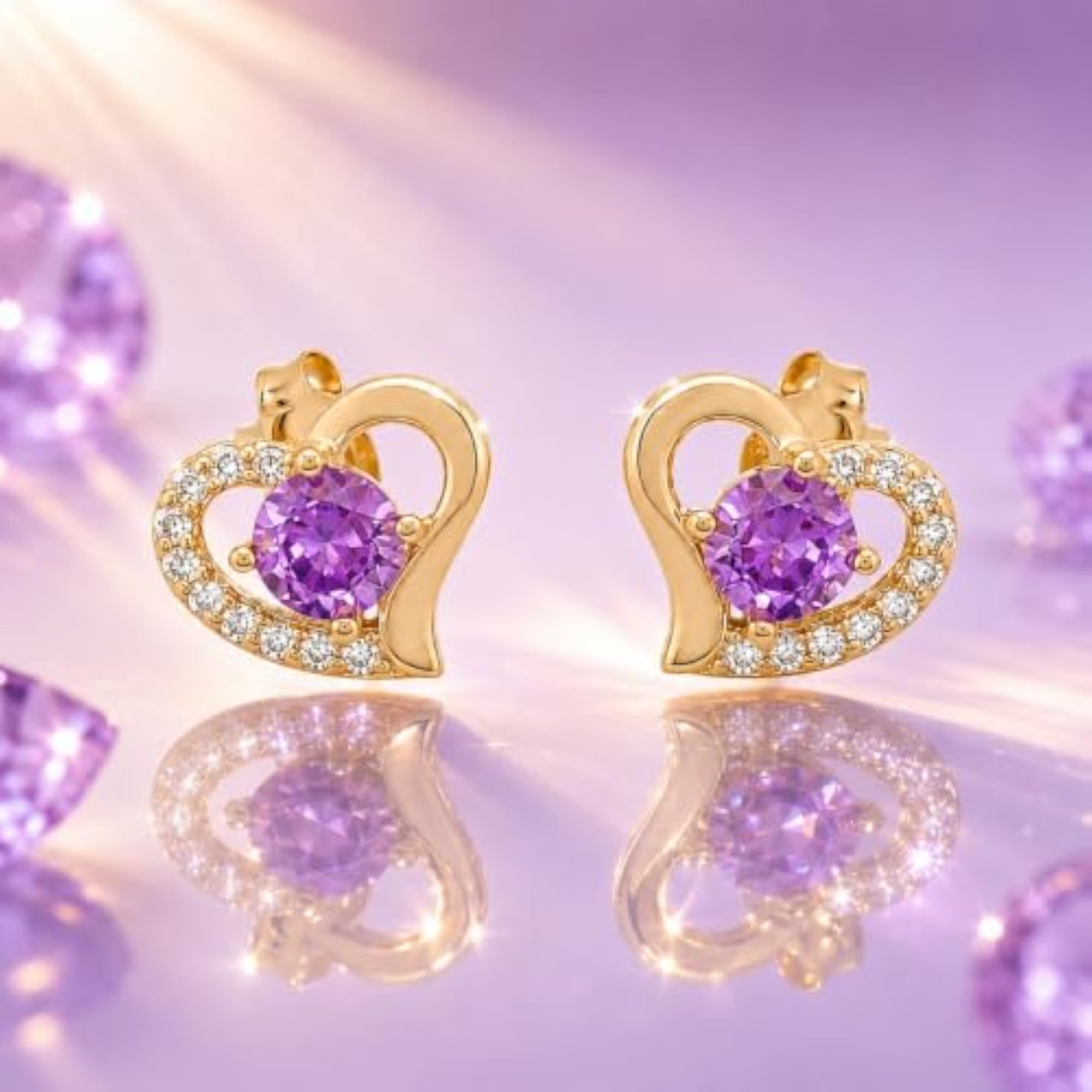 Women's 925 Sterling Silver Italian Gemstone Stud Earrings