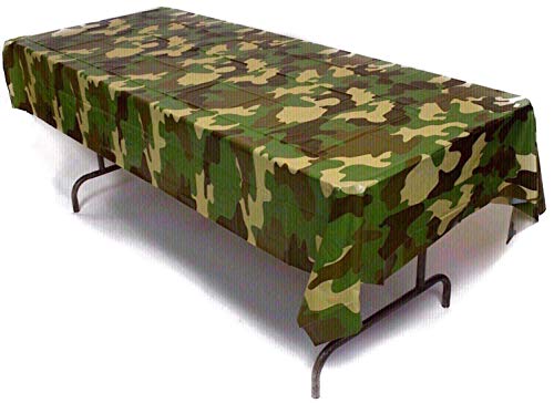 Prestidge 3 Pack Camouflage Tablecloths Plastic Durable Camo Tablecovers for Rectangular Tables Complete with Beverage Napkins