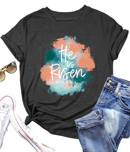 Image of Women Happy Easter T Shirt Bunny Rabbit Graphic T-Shirt Funny Letter Printed Shirts Short Sleeve Tops