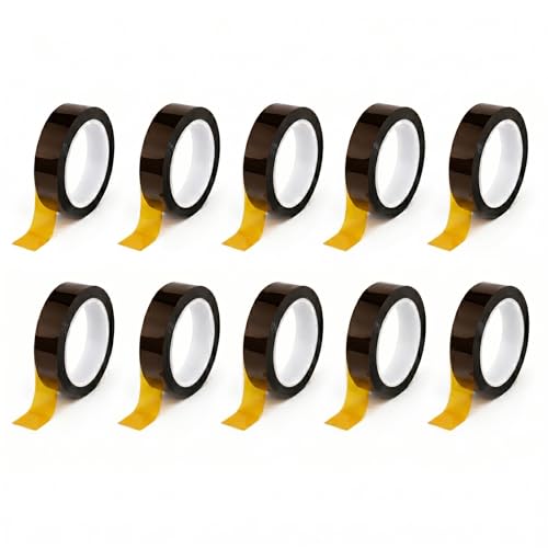 Image of Tapes Master 10 Rolls - 1 inch x 36 Yds 1 Mil Kapton Tape - Polyimide High Temperature Heat Rresistant Tape with Silicone Adhesive - No Residue