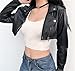 Sup-Coente Punk Leather Blazer Crop Top Jackets For Women Goth Short Half Jacket Gothic Fashion Cropped Pleather Moto Biker Jacket