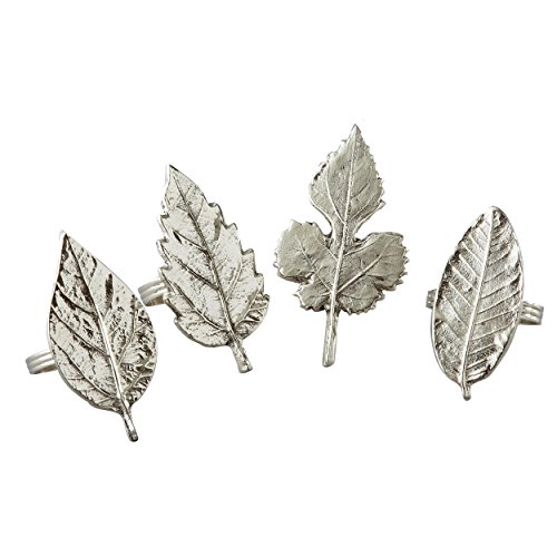 Elegance Asst'd Leaf Napkin Rings, Set of 4