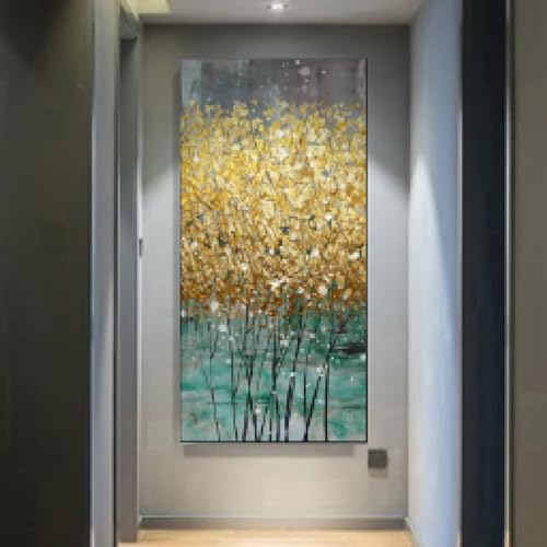 Décoration d'intérieur grand format arbre doré pour illuminer un mur vide