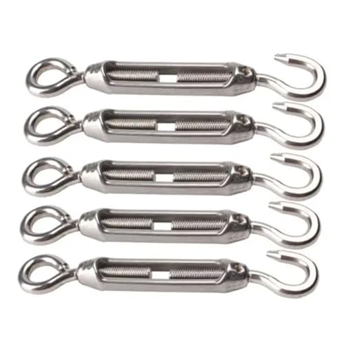 5PCS M4 Tensores para Cables de Acero Inoxidable 304 con Gancho y Ojal miniatura 1