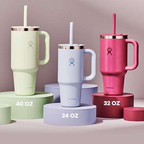 Image of Hydro Flask Travel Tumbler with Handle, Lid and Straw - Insulated Stainless Steel in 24 Oz Tonal Trillium