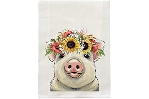 Pig Tea Towel - Sunflower Pig Flour Sack Towel - Unique Kitchen Decor