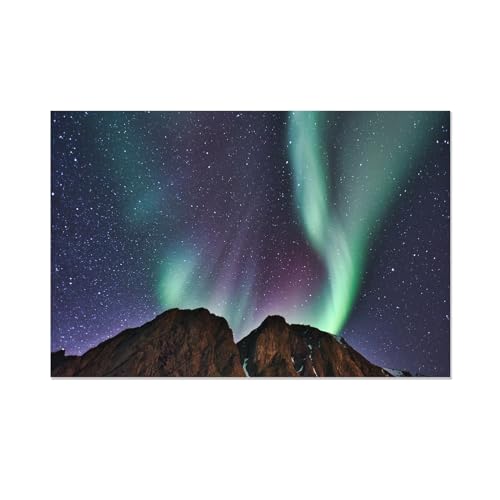 Ciel étoilé bleu et aurore verte peinture sur toile pour salle de bain