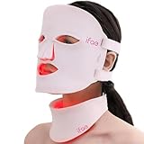 Red Light Therapy Mask for Face and Neck, 7 Colors with NIR Led Face Mask Light Therapy with Eye Protection and Remote, Rechargeable Ergonomic Design for True Anti-Aging Skincare at Home (Pink)