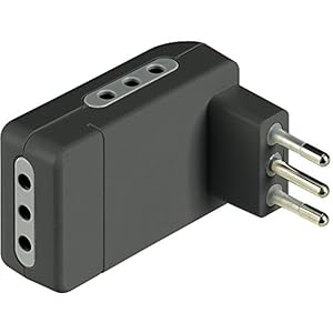 BTicino S3605GE Adattatore salvaspazio Corner-3 Prese Spina 10A-Colore Antracite, Nero