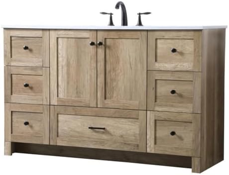 Elegant Kitchen and Bath Soma 54" Solid Wood Single Bathroom Vanity in Oak