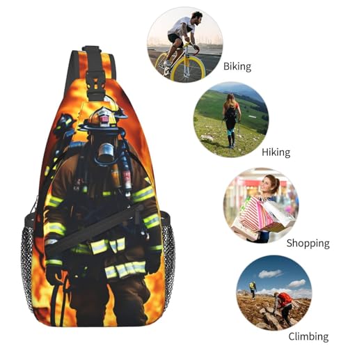 Mochila bandolera Firefighter fireman para senderismo unisex miniatura 6