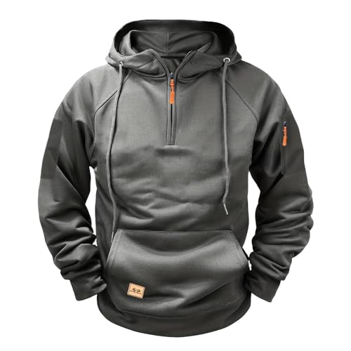Hoodies For Men Quarter Zip Up Big And Tall Tactical Hoodies Pullovers Fall Winter Fashion Hooded Sweatshirt With Pockets