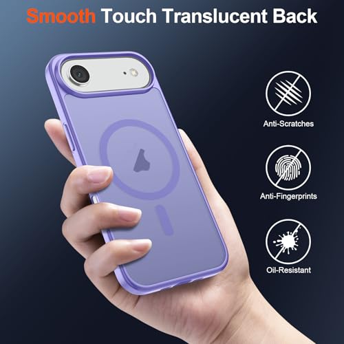 Image of SUPFINE Magnetic for iPhone Air Case (Compatible with MagSafe)(Military Grade Drop Protection) Slim Translucent Matte Shockproof with Anti-Fingerprint Phone Cover for 17 Air,Purple
