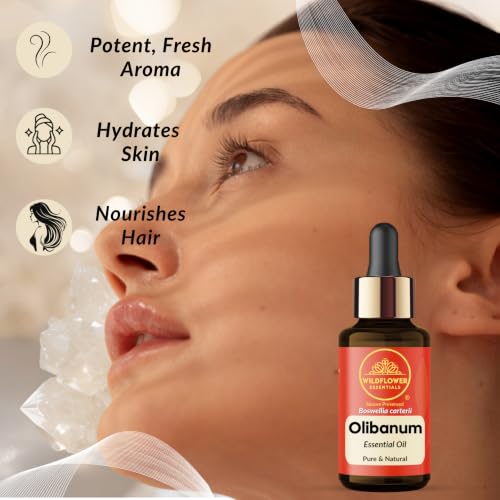 Image of Olibanum Essential Oil (Boswellia carterii) Pure | Non-Sticky | Non-Greasy | Lightweight | Men & Women | All Skin Types | Steam Distilled 15ml (0.5 oz)