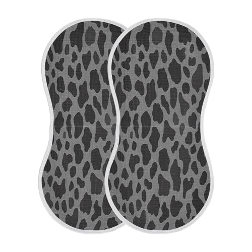 Black Leopard Print Burp Cloths Cotton Baby Washcloths,Large 22x11in Burping Cloth Absorbent and Soft for Newborn Baby Boys and Girls,1 Pack2