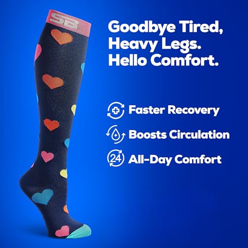 Image of SB SOX 3-Pair Compression Socks (15-20mmHg) for Men & Women - Comfortable Socks, Easy to Put On - Best Socks for Daily /Any Use, Running, Nurse, Travel