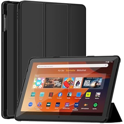 Case for 10.1 Inch Tablet (13th Generation, 2023 Release), Incompatible with iPad Nokia Samsung - DJ&RPPQ TPU Leather Smart Dual Angle Stand Cover with Auto Wake/Sleep,Black Cover