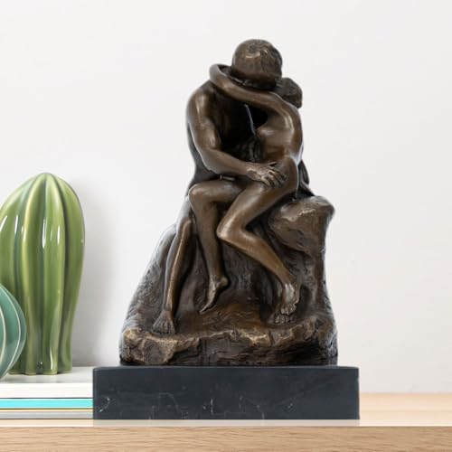 Rodin's 'The Kiss' Bronze Statue, Handcrafted Romantic Sculpture, Iconic Auguste