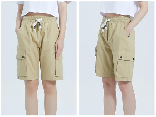 VtuAOL Women's Cargo Shorts Casual Elastic Waist Comfy Relaxed Fit Shorts2