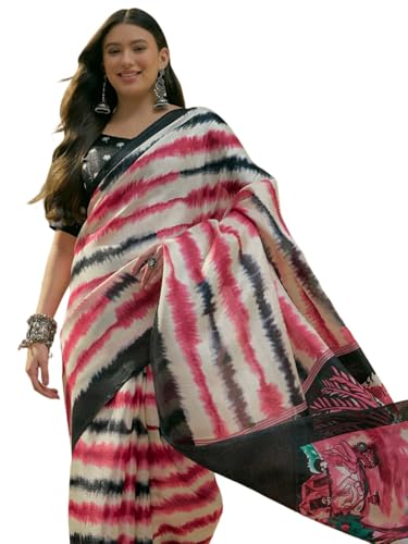 Image of SIRIL Women's Cotton Printed Saree With Unstitched Blouse Piece