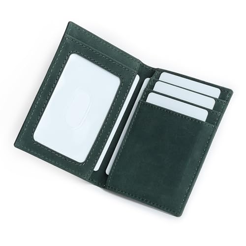 Image of Genuine Leather RFID Blocking Card Holder Wallet for Men - Slim Minimalist Front Pocket Wallet with Card Puller & ID Window - Holds 10 Cards