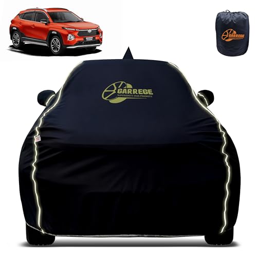Image of Reflector Waterproof Car Cover for Toyota Taisor with Mirror & Antenna Pocket | All Weather Protection | Washable Fabric | Black Color