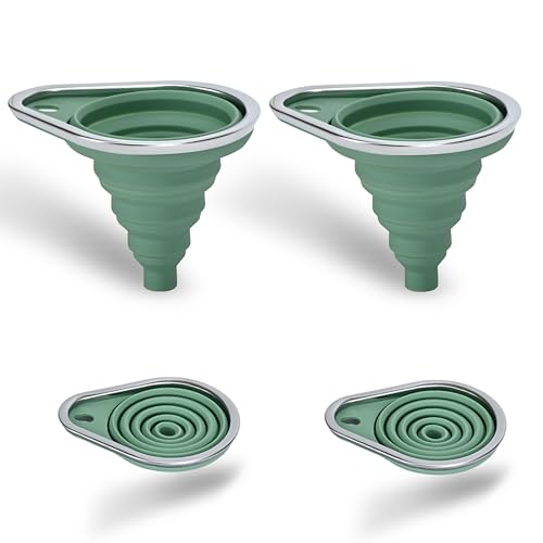 BooMetCheer New Upgraded Small Silicone Collapsible Funnel Set with Stainless