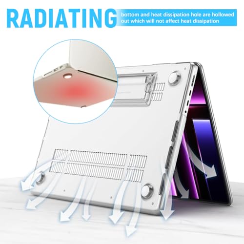 Image of ZORBES Case Cover Compatible with 2026 MacBook Neo A3404, 13 inch Transparent MacBook Neo Cover with Folding Desk Stand, Precise Cutouts & Ventilated Design, Slim Hard Shell Laptop Case, Matte White