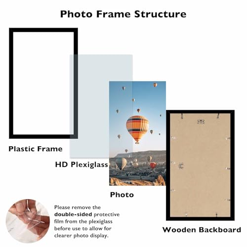 Image of JCJMY 8.5x14 Picture Frame Black for Wall Hanging, Wall Mounting Horizontally or Vertically, 8.5 x 14 Wall Gallery Poster Photo Frame with Shatter Resistant Plexiglass, Black