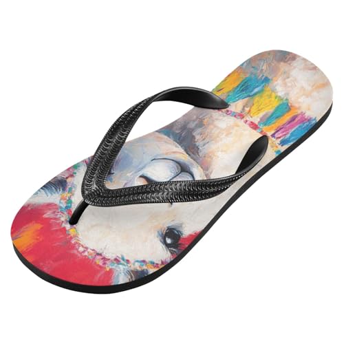 Sinestour Llama Red Flip Flops for Beach Thong Sandals Anti-slip Lightweight Beach Slippers for Summer Travel Swim2