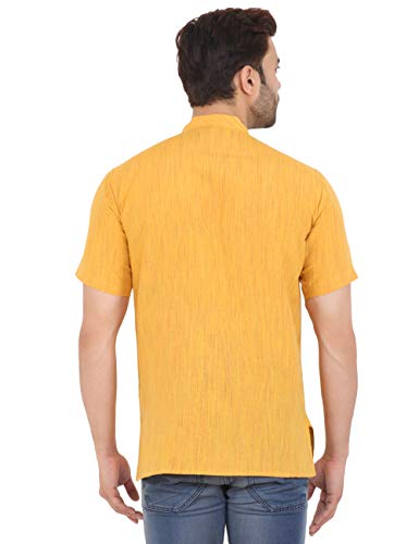 Image of LATEST CHIKAN Men's Cotton Regular Textured Short Kurta Half Sleeves - (SK-DJ)