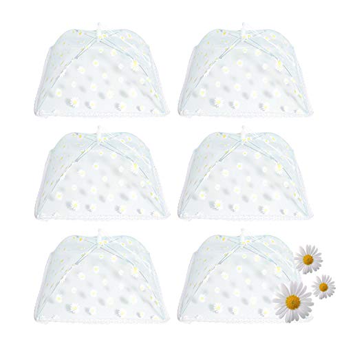 Bambee 6 Pack Pop-up 14 inch Food Cover Tent in Sky Blue White Daisy  Picnic Camping Outdoor BBQ Reusable Mesh Umbrella Tents Small Size  Garden Plant Hygienic Protection Bug Nets