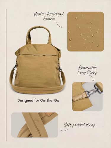 Image of ODODOS 19L Multi Hobo Bags 2.0 with 2 Straps for Women, Totes Handbags, Crossbody Shoulder Bags, Caramel