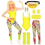 Taille : notre taille n'est pas la taille britannique, la taille est petite, nous vous recommandons de choisir 1 à 2 tailles plus grandes que d'habitude. Tenue néon pour femme - Legging néon pour femme - Déguisement Madonna Little Britain - Jambières des années 80 - Costume de gaga - Déguisement pour femme des années 80 - Accessoires pour enfants - Combinaisons de déguisement des années 80