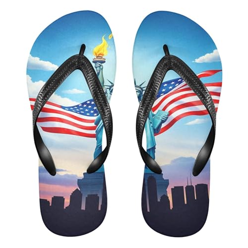 Burbuja Statue Of Liberty Flip Flops for Women Men, Soft Thong Sandals Rubber Slippers for Pool Beach Essentials