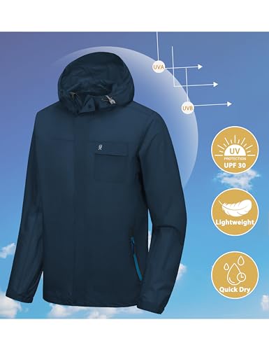 Image of Little Donkey Andy Men's Waterproof Rain Jacket Coat, Lightweight Raincoat Windbreaker with Hood for Golf Hiking, UPF 30