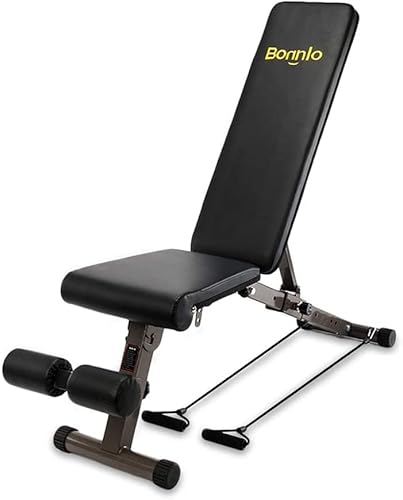 Bonnlo Weight Bench, Foldable/Adjustable Workout Exercise for Full Body Workout Fitness Incline/Decline Strength Training 660 LBS Capacity for Home Gym