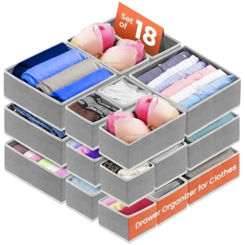 RFAQK Drawer Organizer Clothes-3 Sizes (L, M, S) Dresser Drawer Organizer-Baby Drawer Organizer for Nursery-Foldable Fabric Drawer Dividers for Underwear, Bedroom, Lingerie, Undies, Bra Cover